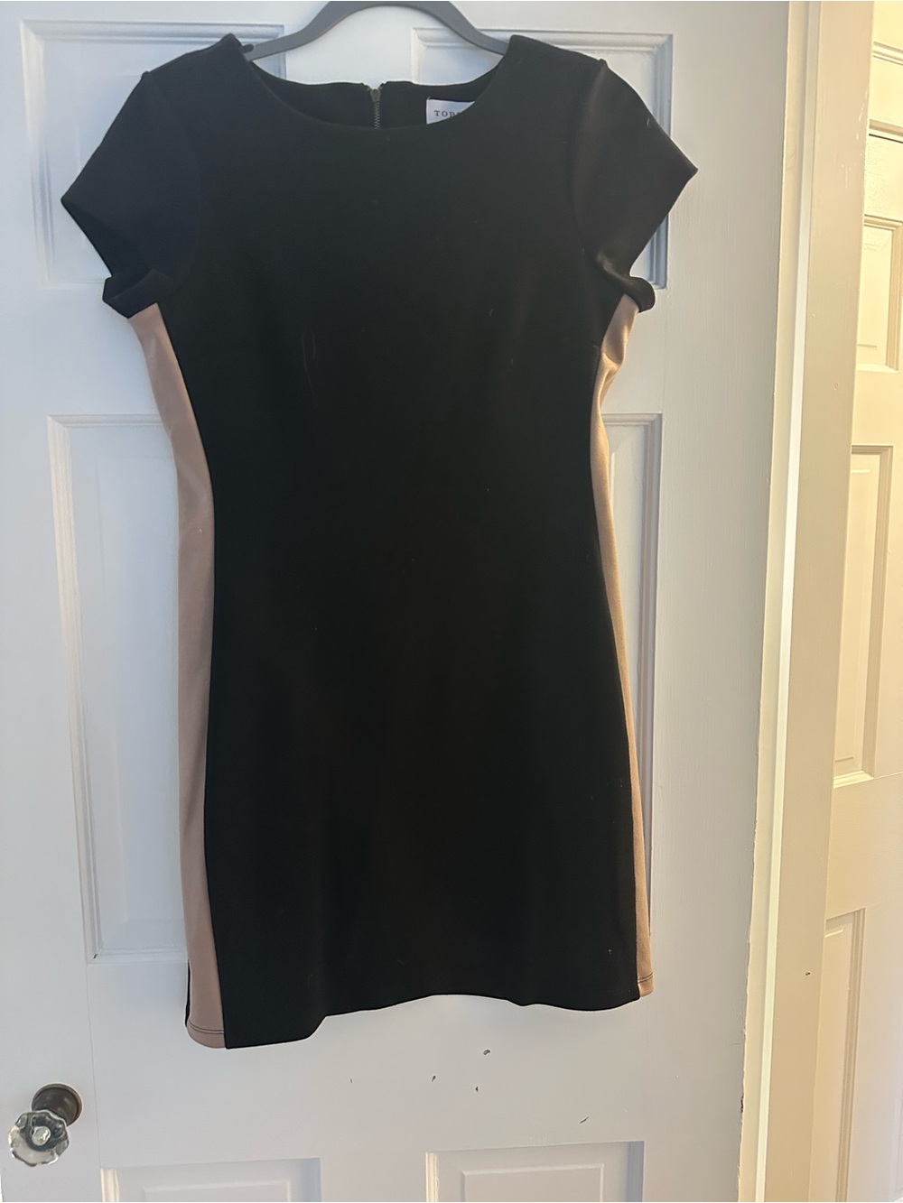 Black Mini Dress with Tan Side Panels by Topshop
